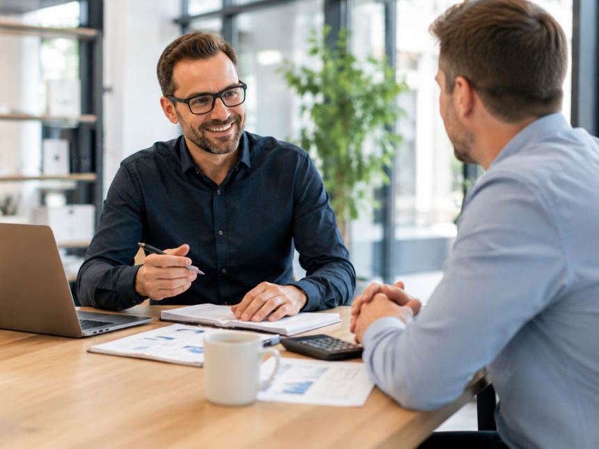 Kennismakingsgesprek met een klant bij Boekhoudsterk