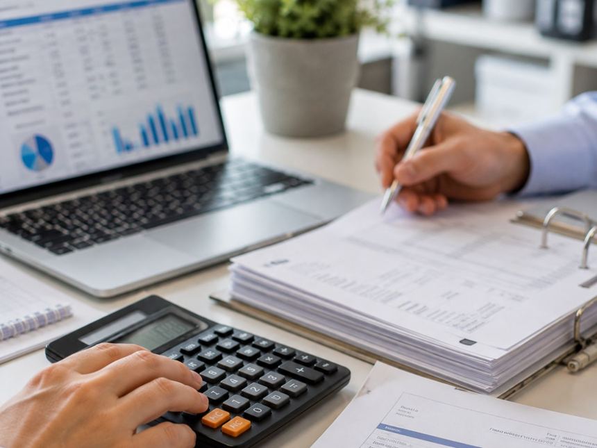 Stapel administratie en facturen klaar voor reconstructie